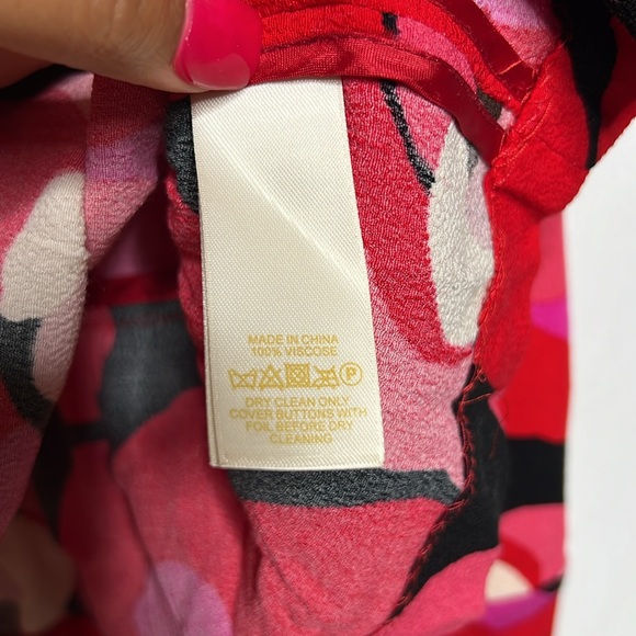 Kate Spade Womens Red Rose Deco Peplum Drop Waist Long Sleeve Blouse Top Size 8 - Picture 13 of 16